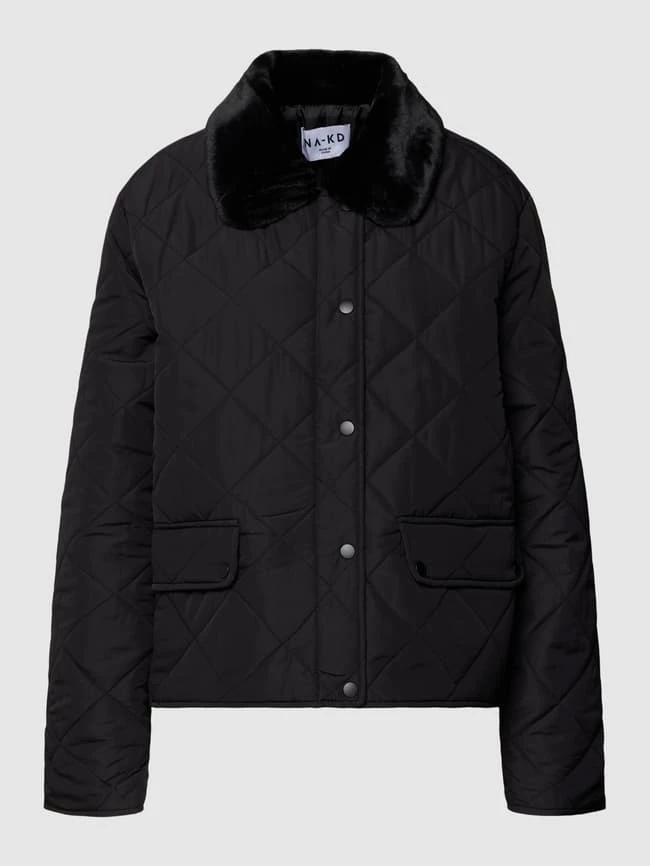 NA-KD Steppjacke Mit Kunstfellkragen - Schwarz 4 NA-KD Steppjacke Mit Kunstfellkragen - Schwarz – Bild 2