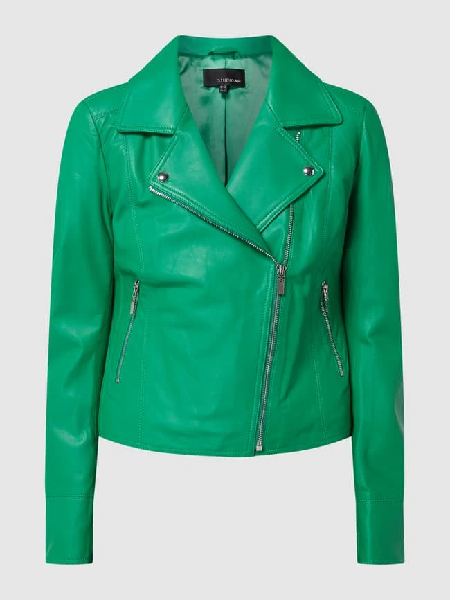 Studio AR Lederjacke Im Biker-Look Modell 'Lovato' - Grün 4 Studio AR Lederjacke Im Biker-Look Modell 'Lovato' - Grün – Bild 2