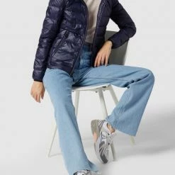 Blauer Usa Daunenjacke Mit Kapuze - Marineblau