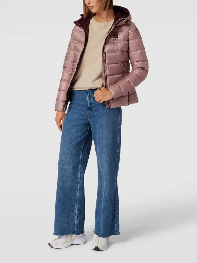 Blauer Usa Daunenjacke Mit Kapuze - Altrosa 3 Blauer Usa Daunenjacke Mit Kapuze - Altrosa