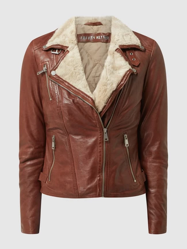 Freaky Nation Lederjacke Im Biker-Look Modell 'Winter Biker Princess' - Camel 4 Freaky Nation Lederjacke Im Biker-Look Modell 'Winter Biker Princess' - Camel – Bild 2