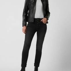 Cabrini Lederjacke Im Biker-Look - Schwarz