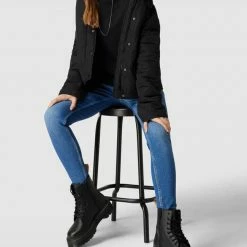 NA-KD Steppjacke Mit Kunstfellkragen - Schwarz