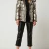 Blauer Usa Steppjacke In Metallic-Optik Mit Wattierung - Silber