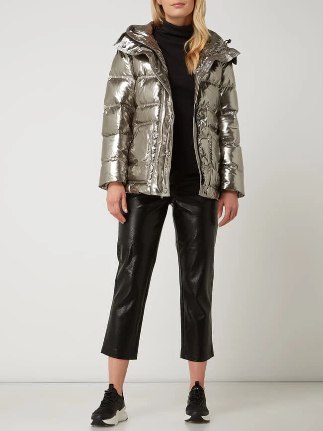 Blauer Usa Steppjacke In Metallic-Optik Mit Wattierung - Silber 3 Blauer Usa Steppjacke In Metallic-Optik Mit Wattierung - Silber