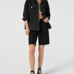 WELLENSTEYN Shop 13 Mango Jeansjacke Mit Knopfleiste Modell 'JACKET DAFNE' - Anthrazit Meliert