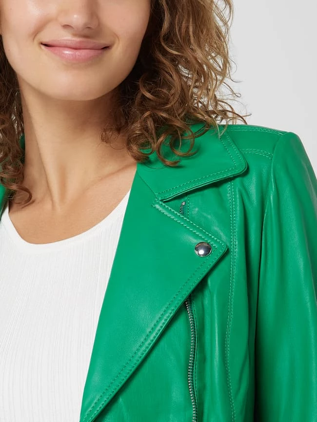 Studio AR Lederjacke Im Biker-Look Modell 'Lovato' - Grün 5 Studio AR Lederjacke Im Biker-Look Modell 'Lovato' - Grün – Bild 3